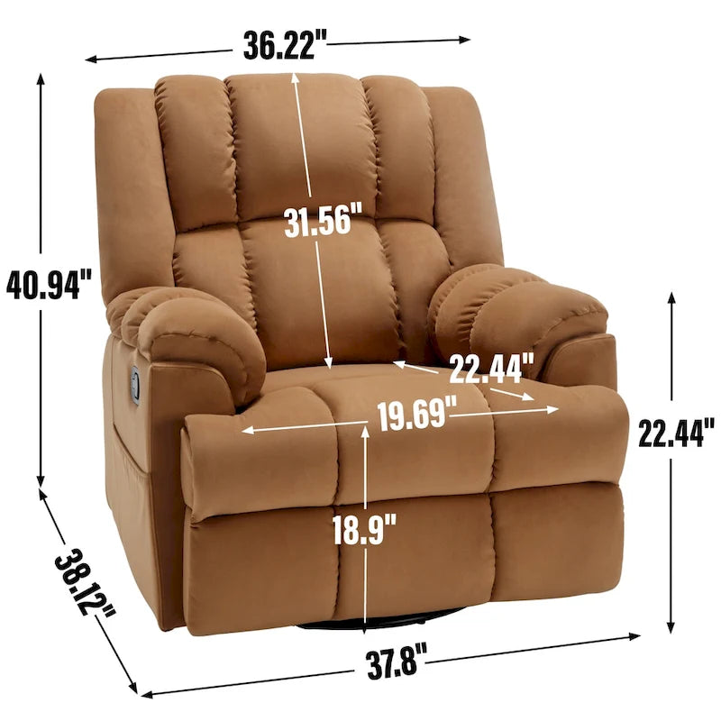 Fauteuil inclinable manuel en tissu avec fonction bascule et pivotante pour le salon