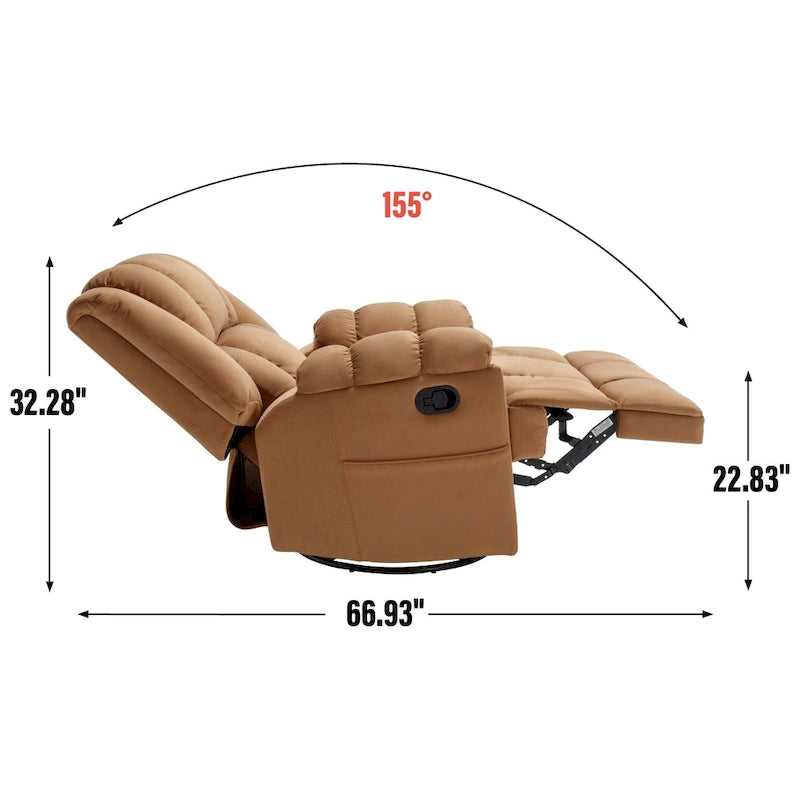 Fauteuil inclinable manuel en tissu avec fonction bascule et pivotante pour le salon