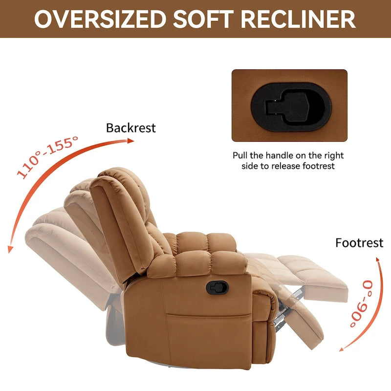 Fauteuil inclinable manuel en tissu avec fonction bascule et pivotante pour le salon
