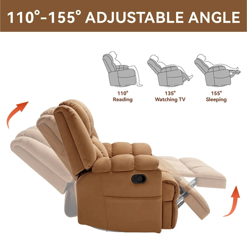 Fauteuil inclinable manuel en tissu avec fonction bascule et pivotante pour le salon