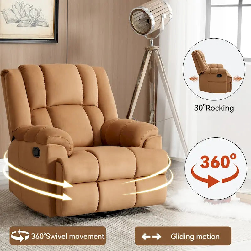 Fauteuil inclinable manuel en tissu avec fonction bascule et pivotante pour le salon