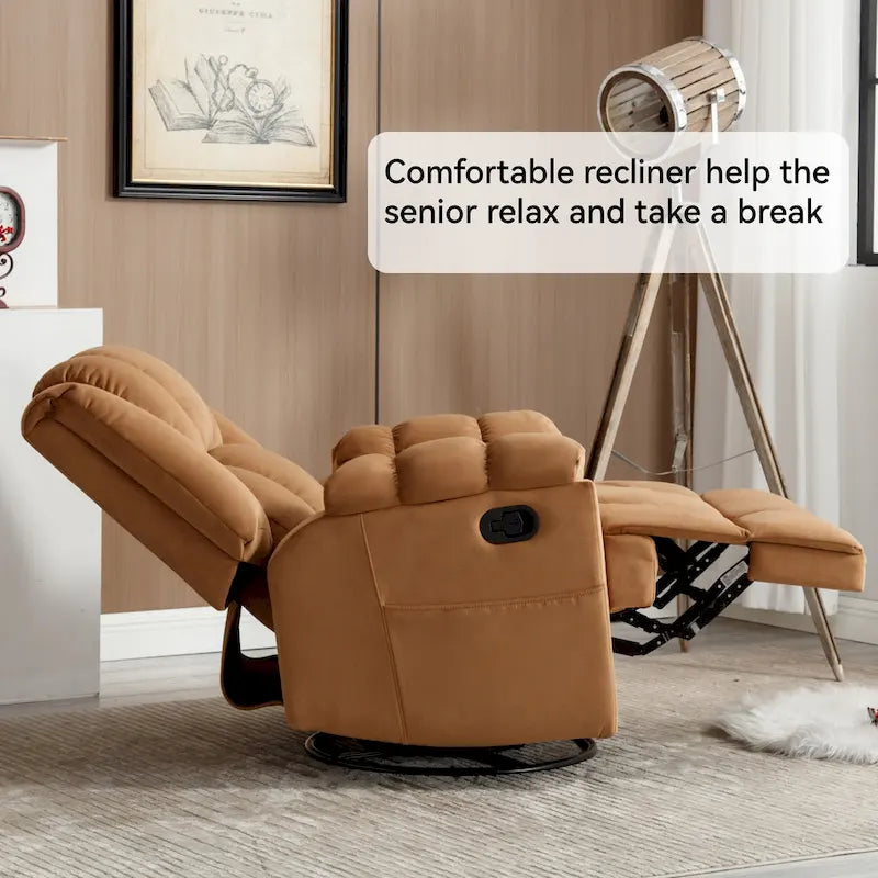 Fauteuil inclinable manuel en tissu avec fonction bascule et pivotante pour le salon