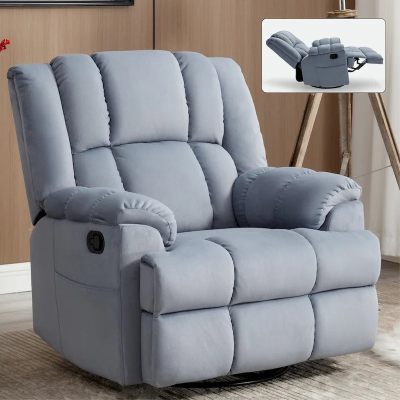 Fauteuil inclinable manuel en tissu avec fonction bascule et pivotante pour le salon