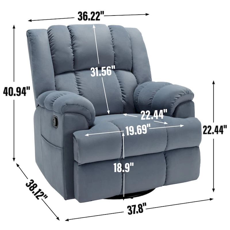 Fauteuil inclinable manuel en tissu avec fonction bascule et pivotante pour le salon