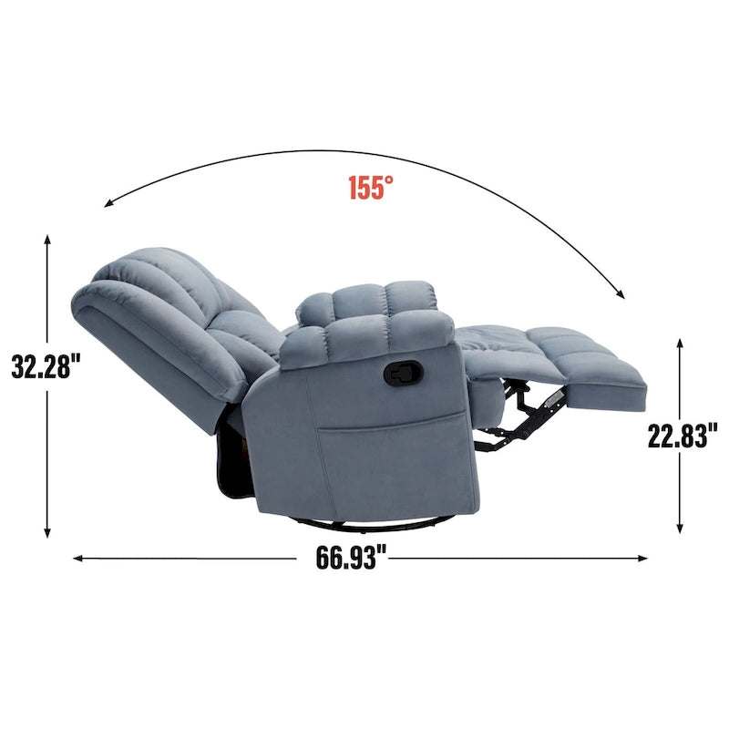 Fauteuil inclinable manuel en tissu avec fonction bascule et pivotante pour le salon