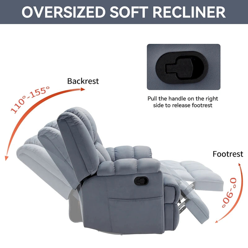 Fauteuil inclinable manuel en tissu avec fonction bascule et pivotante pour le salon