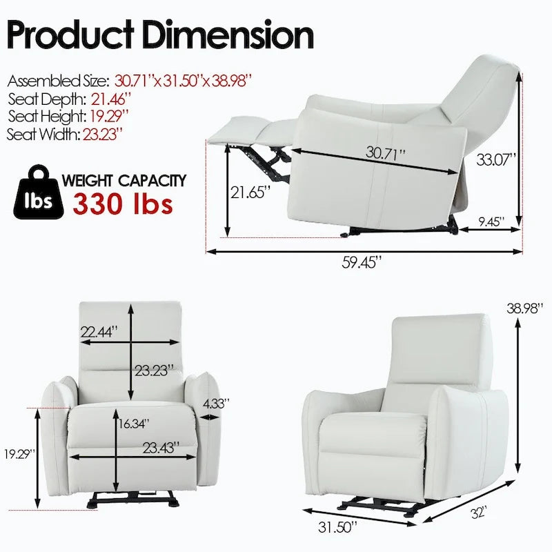Fauteuil inclinable électrique mural, petit fauteuil inclinable électrique pour salon, fauteuil inclinable électrique pour petit espace, canapé inclinable