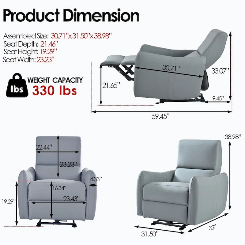 Fauteuil inclinable électrique mural, petit fauteuil inclinable électrique pour salon, fauteuil inclinable électrique pour petit espace, canapé inclinable