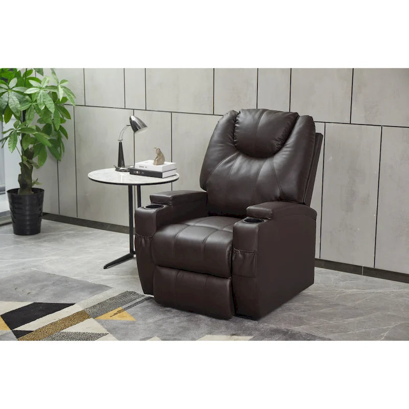 Fauteuil inclinable, canapé inclinable moderne en similicuir avec porte-gobelets et télécommande
