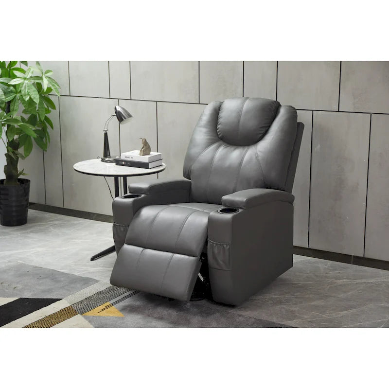 Fauteuil inclinable, canapé inclinable moderne en similicuir avec porte-gobelets et télécommande