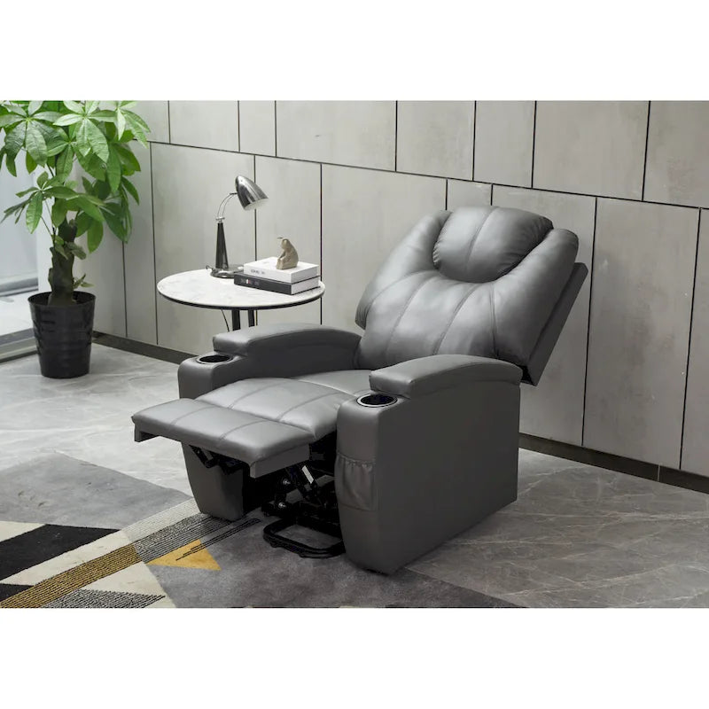 Fauteuil inclinable, canapé inclinable moderne en similicuir avec porte-gobelets et télécommande