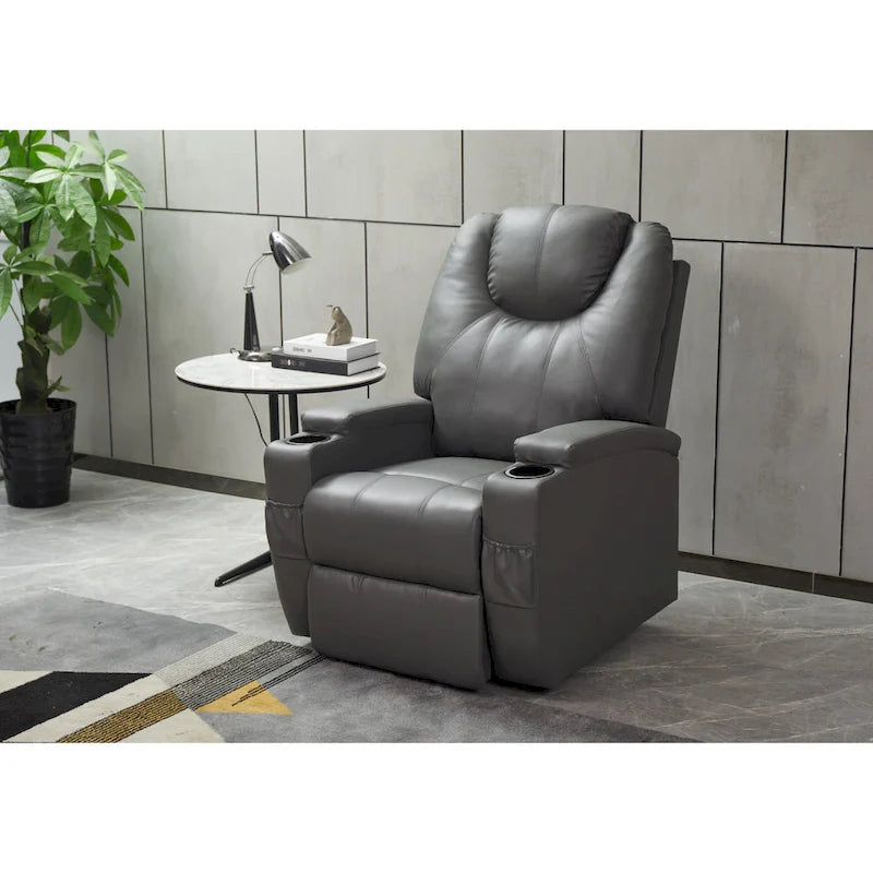 Fauteuil inclinable, canapé inclinable moderne en similicuir avec porte-gobelets et télécommande
