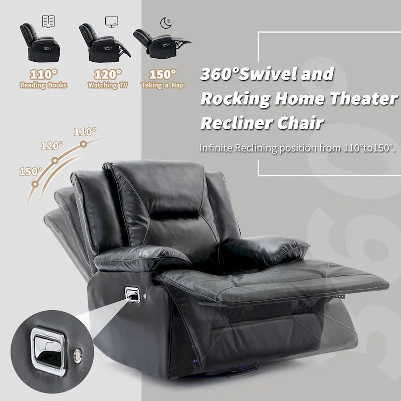 Fauteuil inclinable de cinéma maison à 2 places, inclinable manuel avec bande lumineuse à LED, deux porte-gobelets et un compartiment de rangement