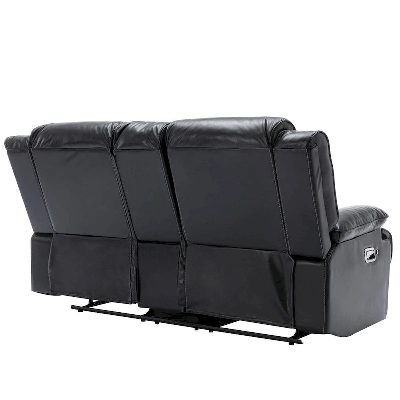 Fauteuil inclinable de cinéma maison à 2 places, inclinable manuel avec bande lumineuse à LED, deux porte-gobelets et un compartiment de rangement