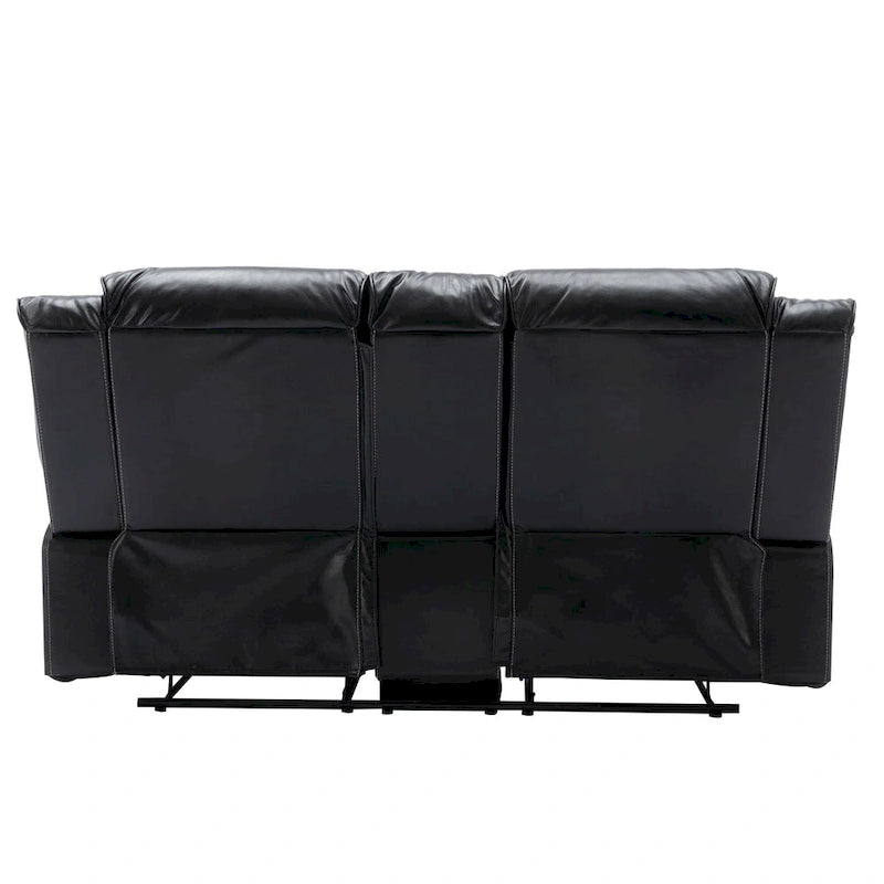 Fauteuil inclinable de cinéma maison à 2 places, inclinable manuel avec bande lumineuse à LED, deux porte-gobelets et un compartiment de rangement