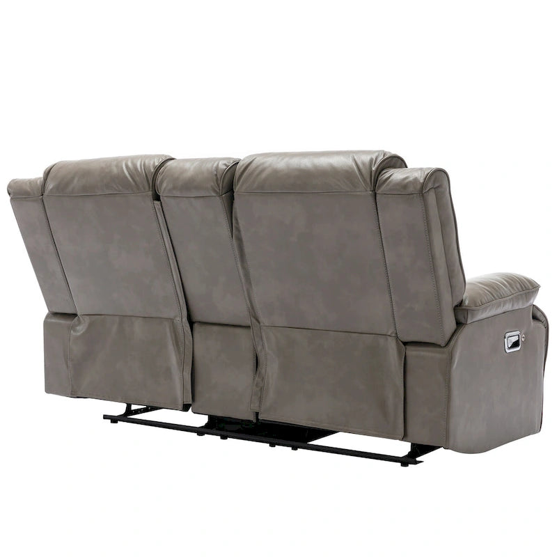 Fauteuil inclinable de cinéma maison à 2 places, inclinable manuel avec bande lumineuse à LED, deux porte-gobelets et un compartiment de rangement