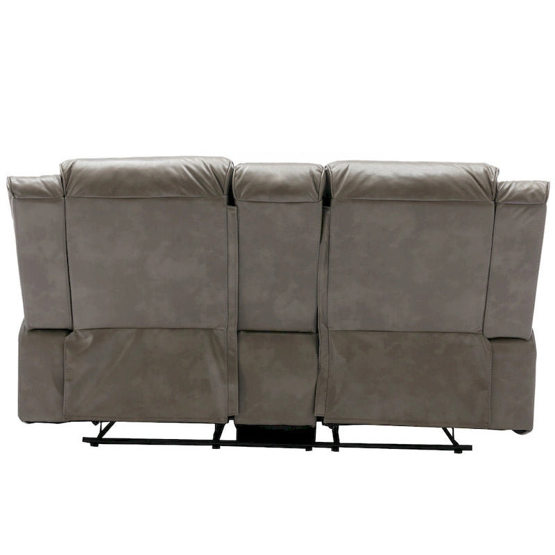 Fauteuil inclinable de cinéma maison à 2 places, inclinable manuel avec bande lumineuse à LED, deux porte-gobelets et un compartiment de rangement