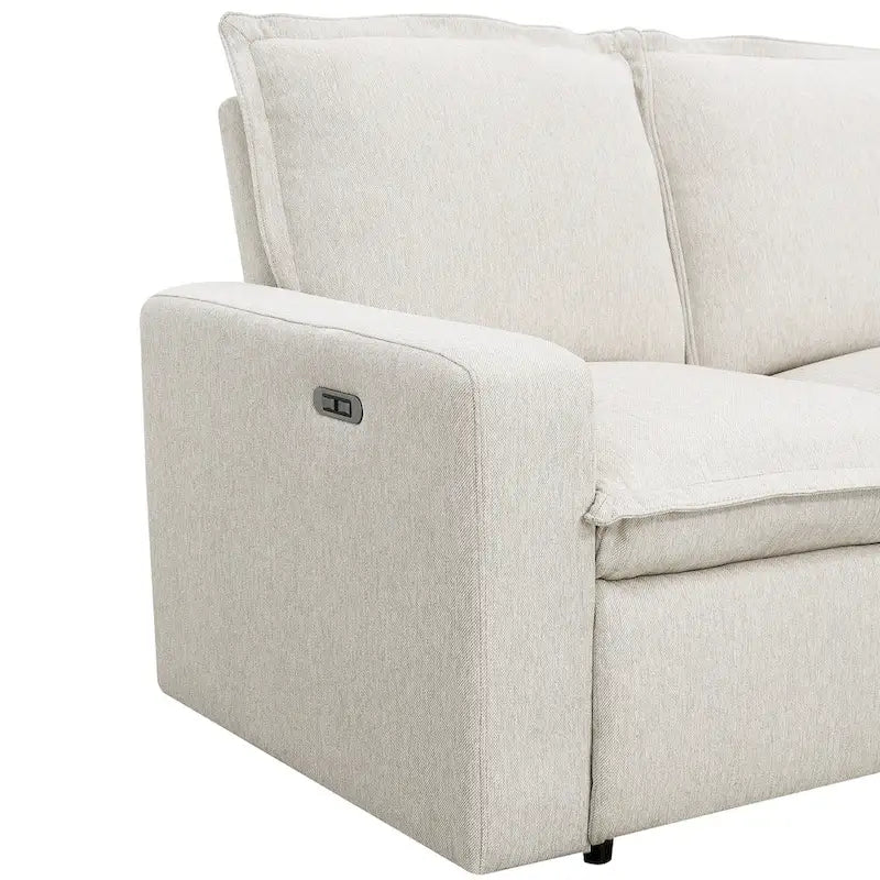Fauteuil inclinable électrique Siège de cinéma maison Chaise souple avec port USB pour salon, chambre, salle de cinéma, beige