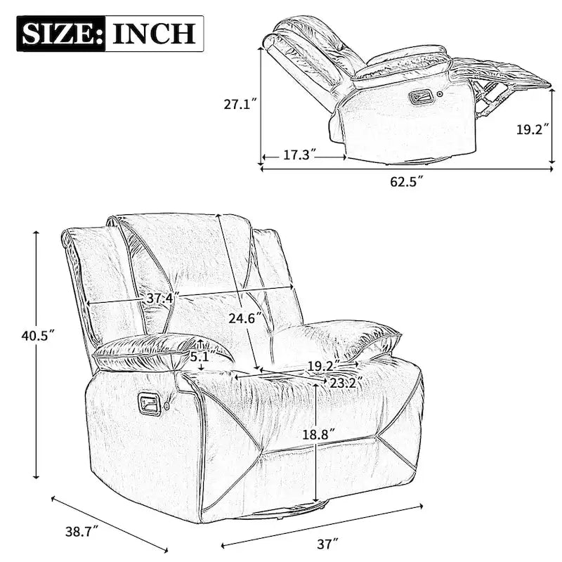 Fauteuil inclinable de cinéma maison Fauteuil inclinable manuel avec bande lumineuse LED Deux porte-gobelets intégrés pour salon, chambre, noir,