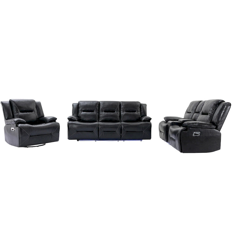 Fauteuil inclinable de cinéma maison Fauteuil inclinable manuel avec bande lumineuse LED Deux porte-gobelets intégrés pour salon, chambre, noir,