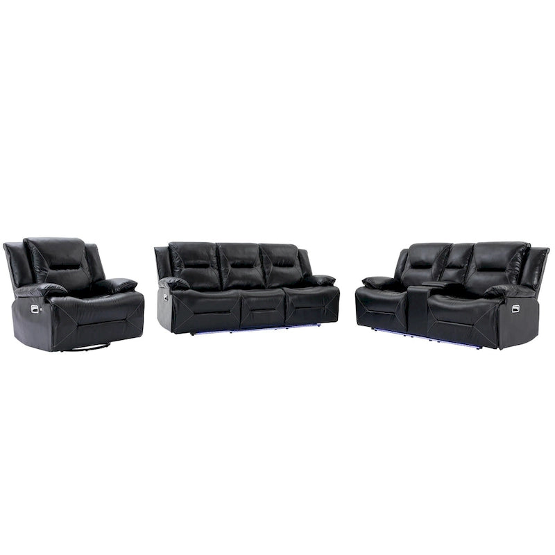 Fauteuil inclinable de cinéma maison Fauteuil inclinable manuel avec bande lumineuse LED Deux porte-gobelets intégrés pour salon, chambre, noir,