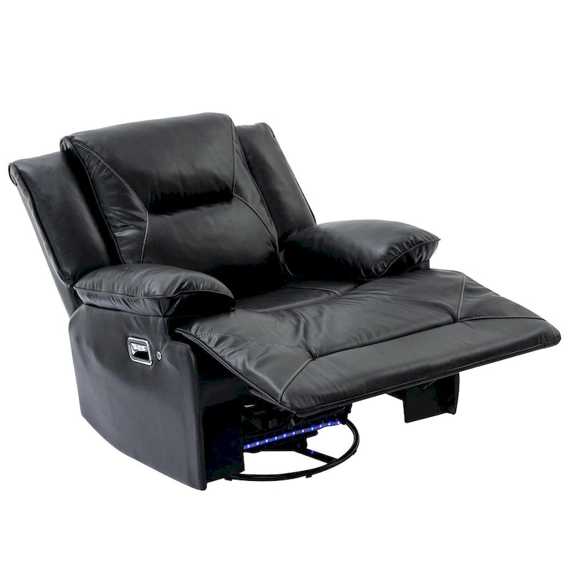 Fauteuil inclinable de cinéma maison Fauteuil inclinable manuel avec bande lumineuse LED Deux porte-gobelets intégrés pour salon, chambre, noir,