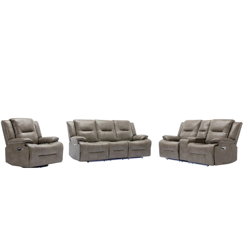 Fauteuil inclinable de cinéma maison Fauteuil inclinable manuel avec bande lumineuse LED Deux porte-gobelets intégrés pour salon, chambre, noir,