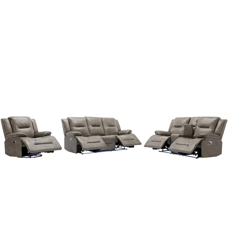 Fauteuil inclinable de cinéma maison Fauteuil inclinable manuel avec bande lumineuse LED Deux porte-gobelets intégrés pour salon, chambre, noir,