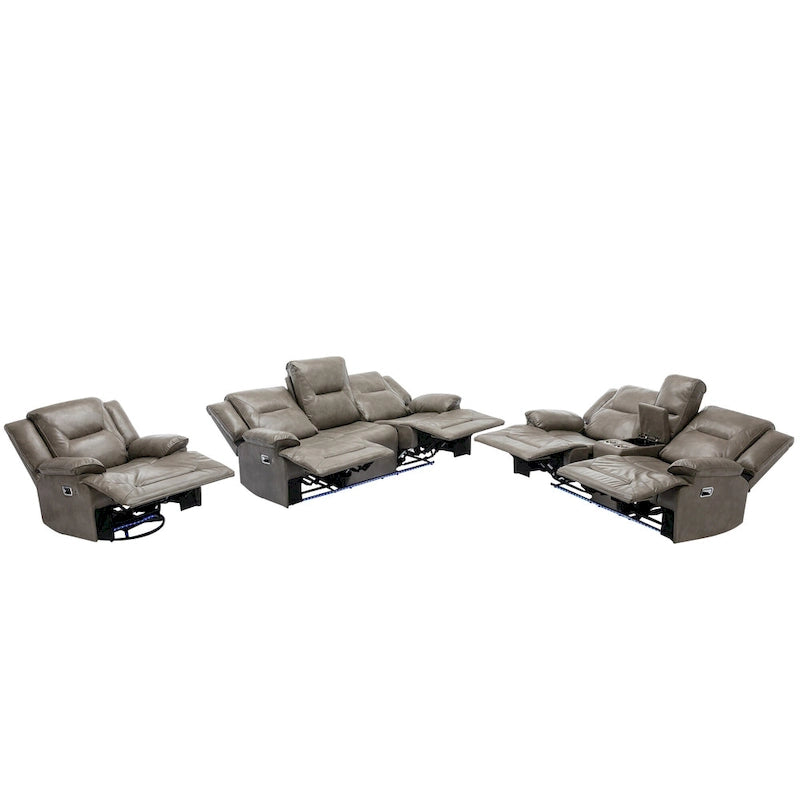 Fauteuil inclinable de cinéma maison Fauteuil inclinable manuel avec bande lumineuse LED Deux porte-gobelets intégrés pour salon, chambre, noir,
