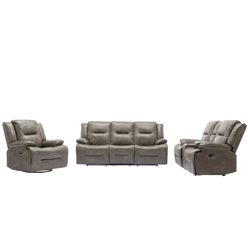 Fauteuil inclinable de cinéma maison Fauteuil inclinable manuel avec bande lumineuse LED Deux porte-gobelets intégrés pour salon, chambre, noir,