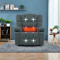Fauteuil inclinable manuel en chenille avec massage et chauffage lombaire, double porte-gobelets, poches latérales