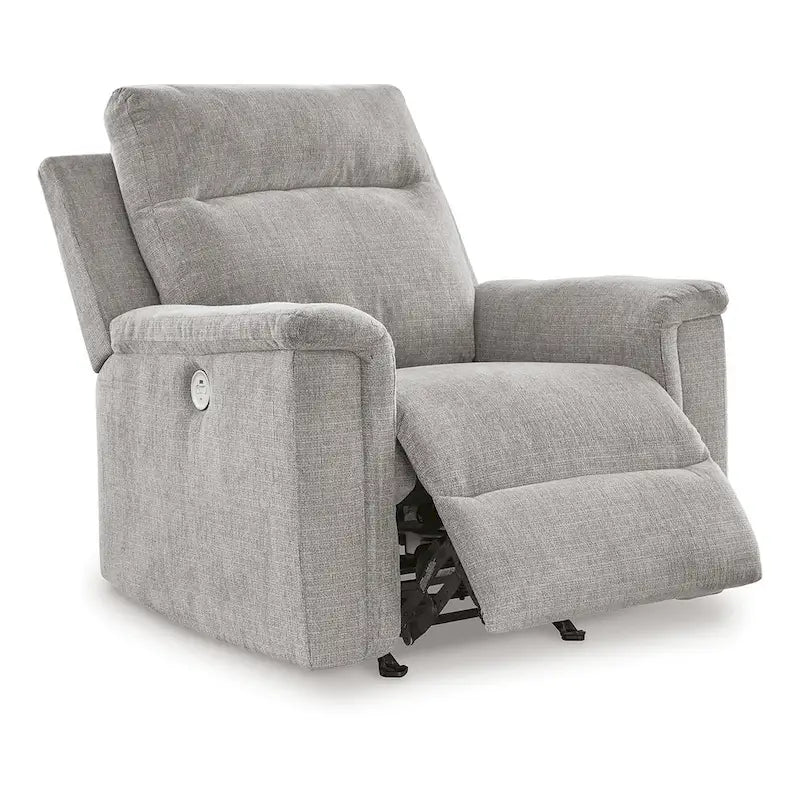 Fauteuil inclinable et basculant Jinu Power, micro-chenille polyester gris cendré