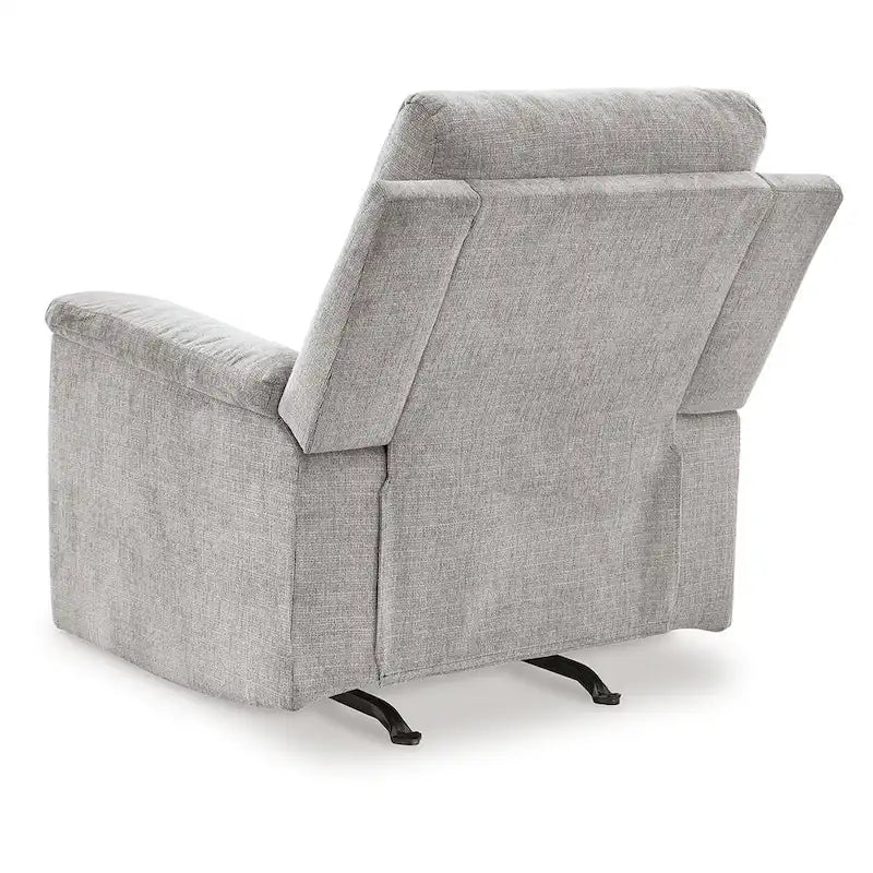 Fauteuil inclinable et basculant Jinu Power, micro-chenille polyester gris cendré