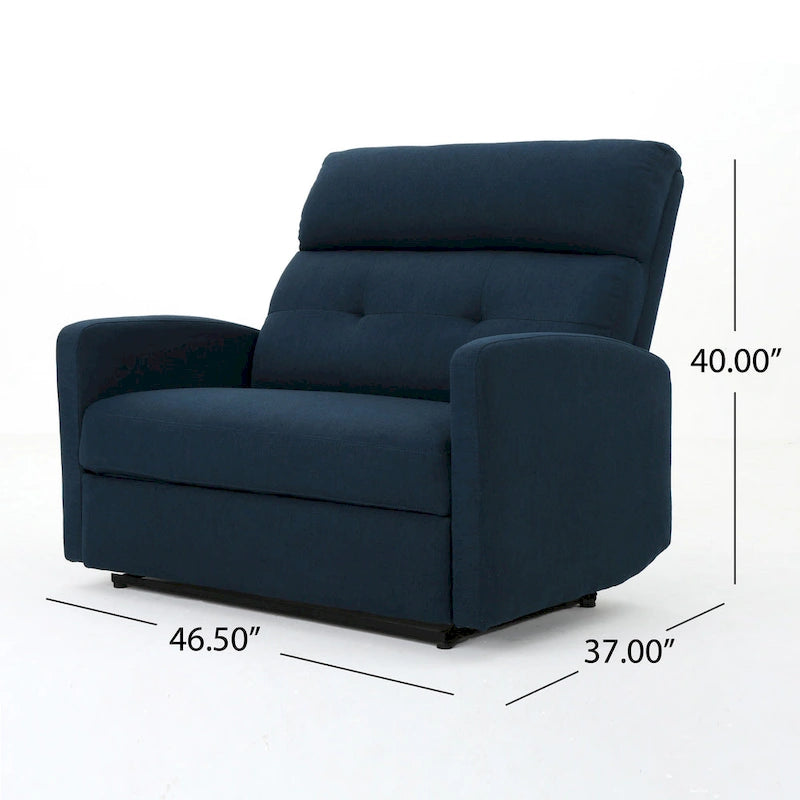 Fauteuil inclinable électrique, Siège large et surdimensionné, Tissu touffeté bleu marine