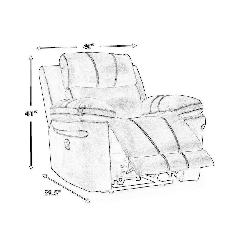 Fauteuil inclinable électrique double Ben, Appui-tête réglable, Similicuir gris
