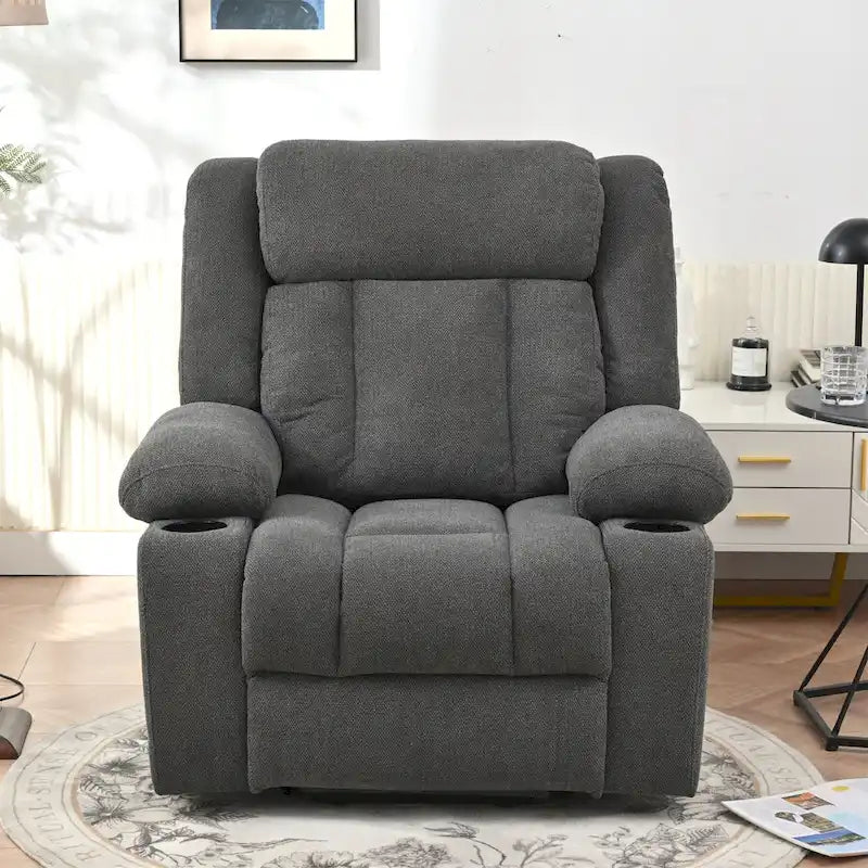 Fauteuil inclinable releveur électrique pour personnes âgées, fauteuils releveurs en tissu avec repose-pieds étendu, avec 2 porte-gobelets, poches latérales, télécommande