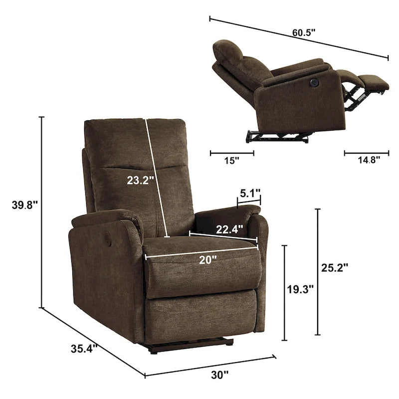 Christopher Knight Home - Fauteuil inclinable motorisé Hudson avec port USB