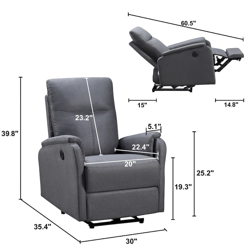 Christopher Knight Home - Fauteuil inclinable motorisé Hudson avec port USB