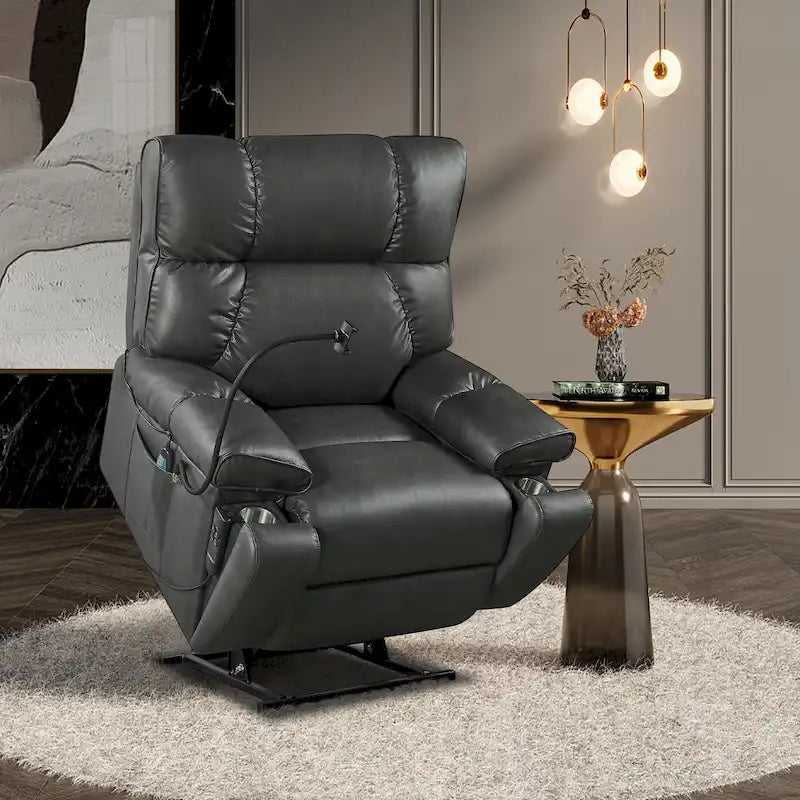 Christopher Knight Home - Fauteuil inclinable électrique avec deux moteurs, fonction massage et chauffage, porte-gobelets et support de téléphone réglable