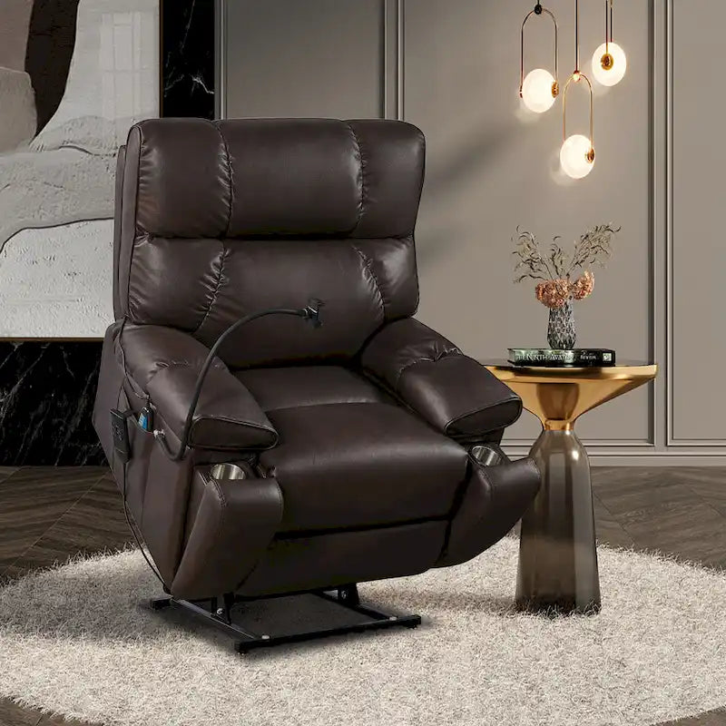 Christopher Knight Home - Fauteuil inclinable électrique avec deux moteurs, fonction massage et chauffage, porte-gobelets et support de téléphone réglable