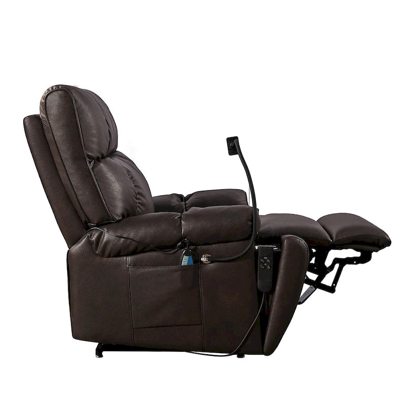 Christopher Knight Home - Fauteuil inclinable électrique avec deux moteurs, fonction massage et chauffage, porte-gobelets et support de téléphone réglable