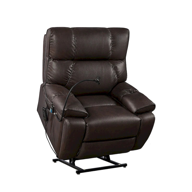 Christopher Knight Home - Fauteuil inclinable électrique avec deux moteurs, fonction massage et chauffage, porte-gobelets et support de téléphone réglable