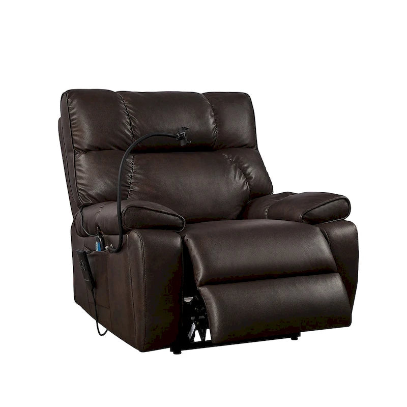 Christopher Knight Home - Fauteuil inclinable électrique avec deux moteurs, fonction massage et chauffage, porte-gobelets et support de téléphone réglable