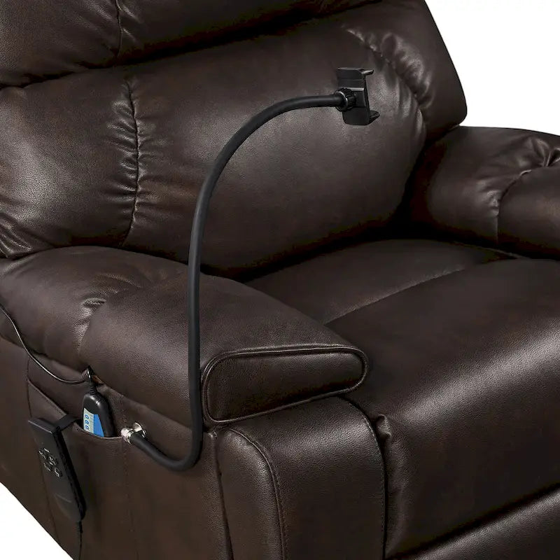 Christopher Knight Home - Fauteuil inclinable électrique avec deux moteurs, fonction massage et chauffage, porte-gobelets et support de téléphone réglable