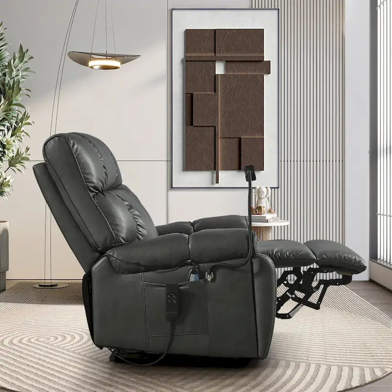Christopher Knight Home - Fauteuil inclinable électrique avec deux moteurs, fonction massage et chauffage, porte-gobelets et support de téléphone réglable
