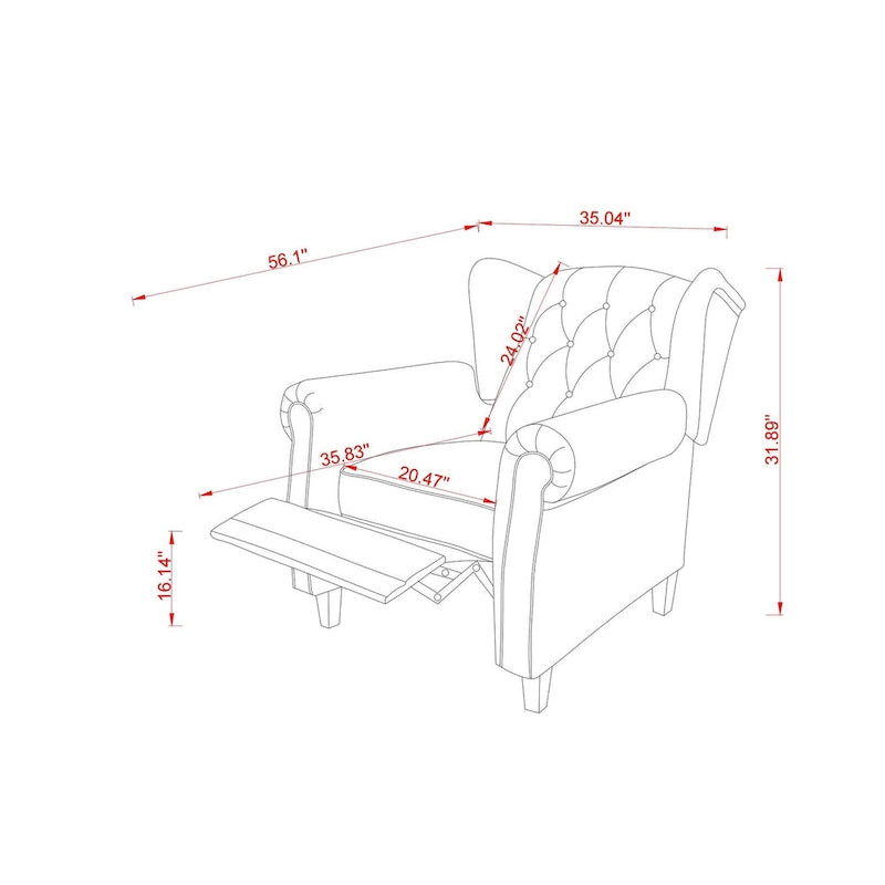 Fauteuil inclinable moderne capitonné à dossier poussoir