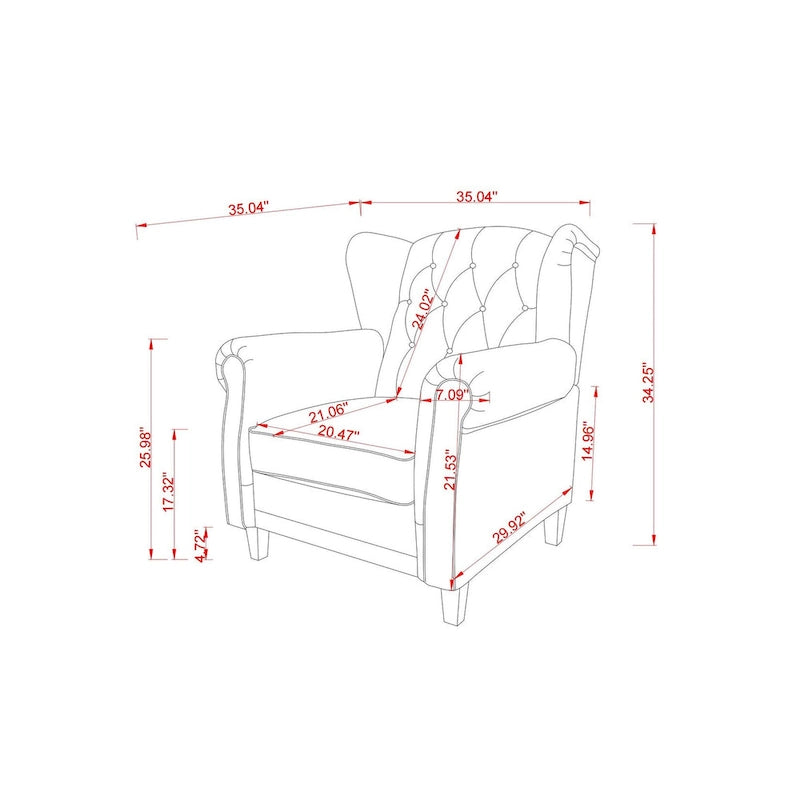 Fauteuil inclinable moderne capitonné à dossier poussoir