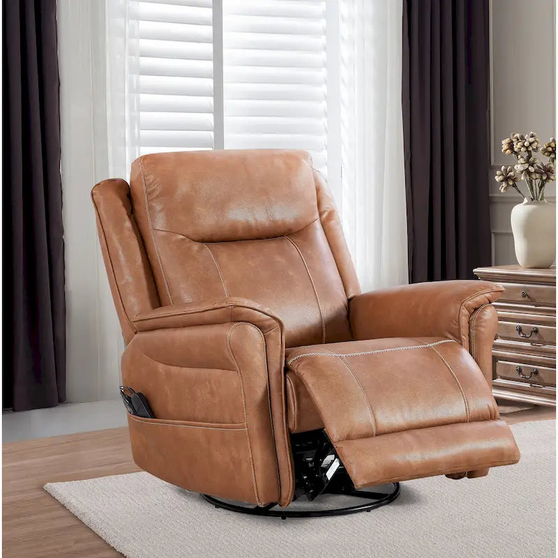 Christopher Knight Home - Fauteuil inclinable pivotant et basculant Harrison Soft Power avec chauffage et massage, accoudoirs rembourrés, pour les espaces de vie
