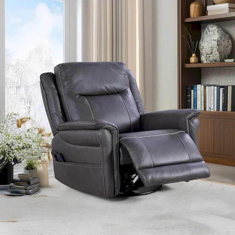 Christopher Knight Home - Fauteuil inclinable pivotant et basculant Harrison Soft Power avec chauffage et massage, accoudoirs rembourrés, pour les espaces de vie