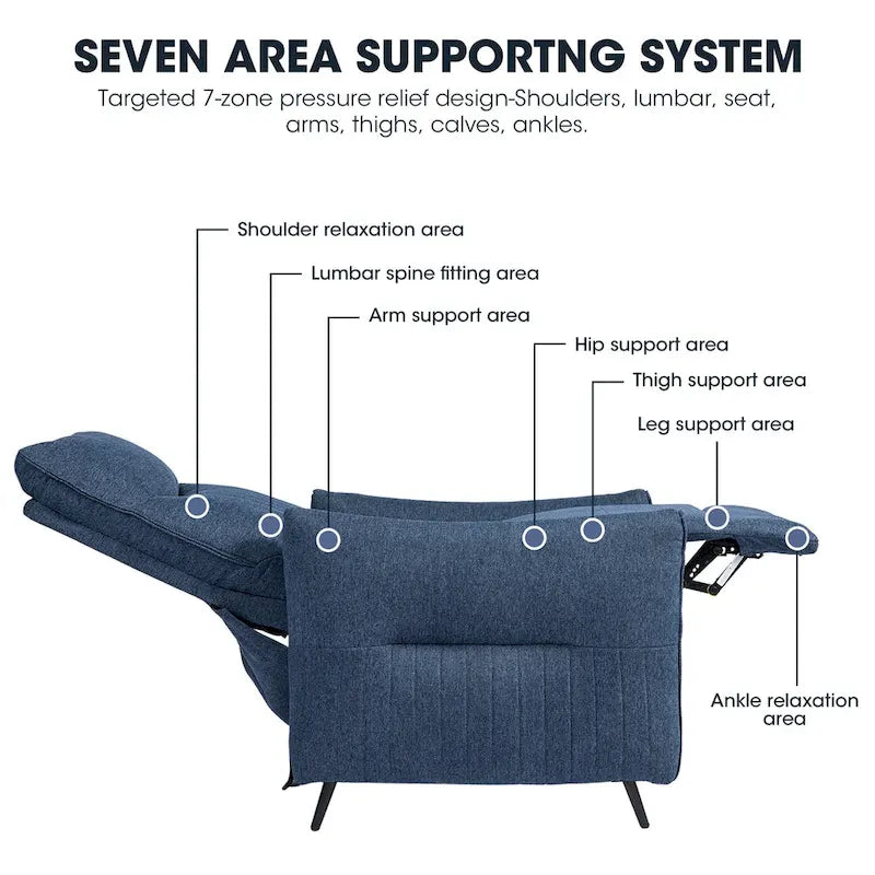 Glitzhome Fauteuil inclinable 41H en tissu avec dossier segmenté ergonomique
